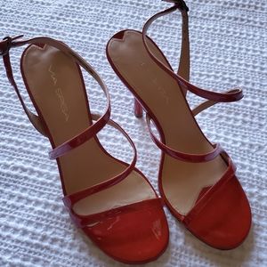 Via Spiga Red Leather Strappy Heels